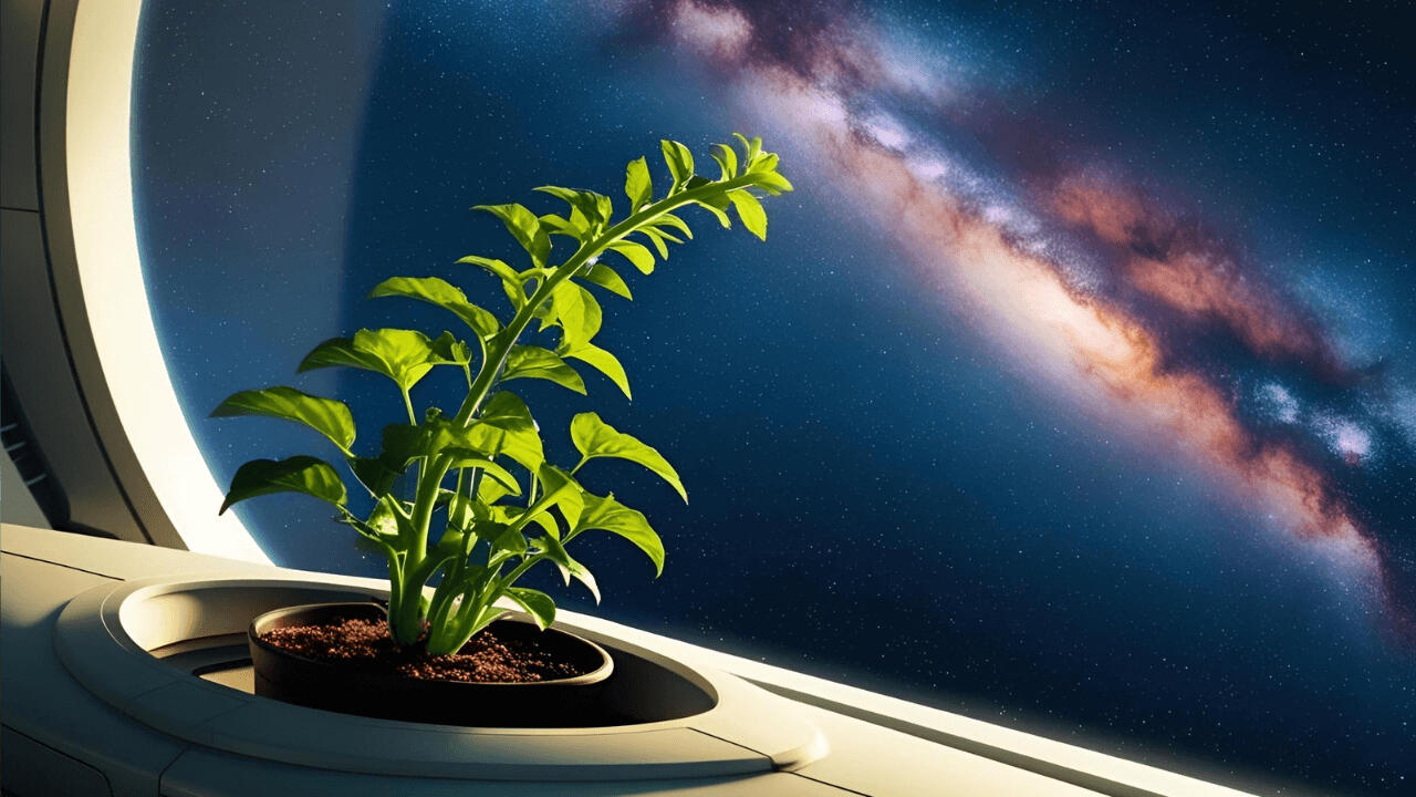 Jungle rocket A plant growing on a spaceship in space representing customer growth