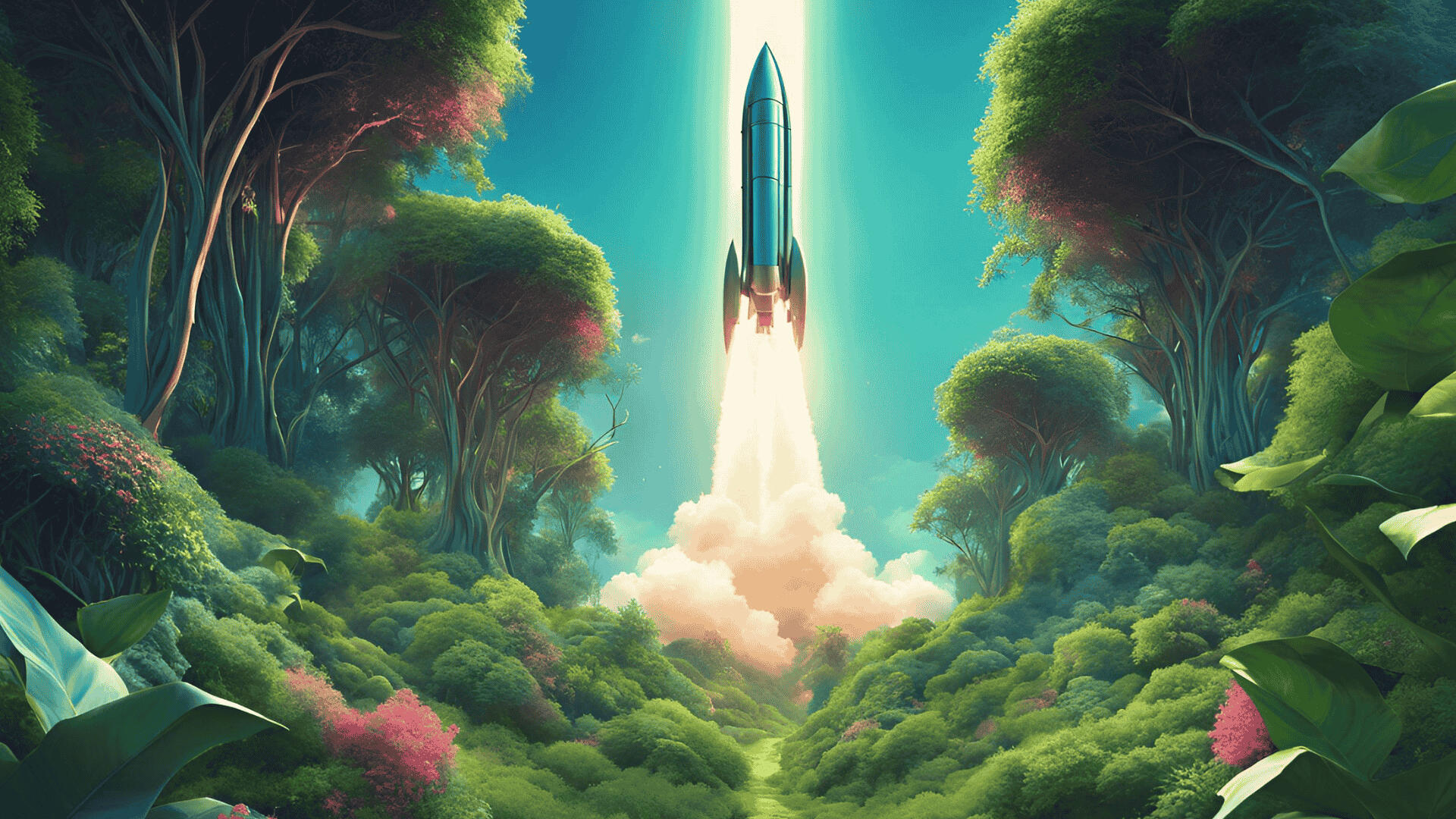 Jungle rocket A rocket taking off in the jungle to represent Website SEO Audit & Optimisation