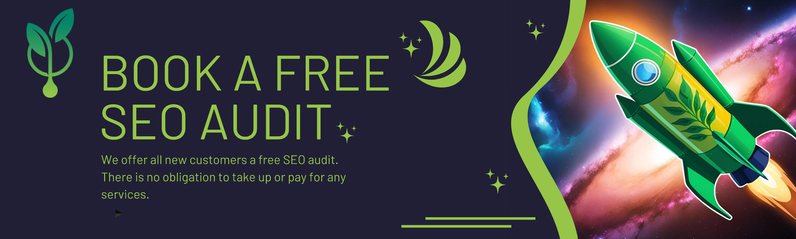 Book a free SEO audit A rocket taking off in the jungle to represent Website SEO Audit & Optimisation